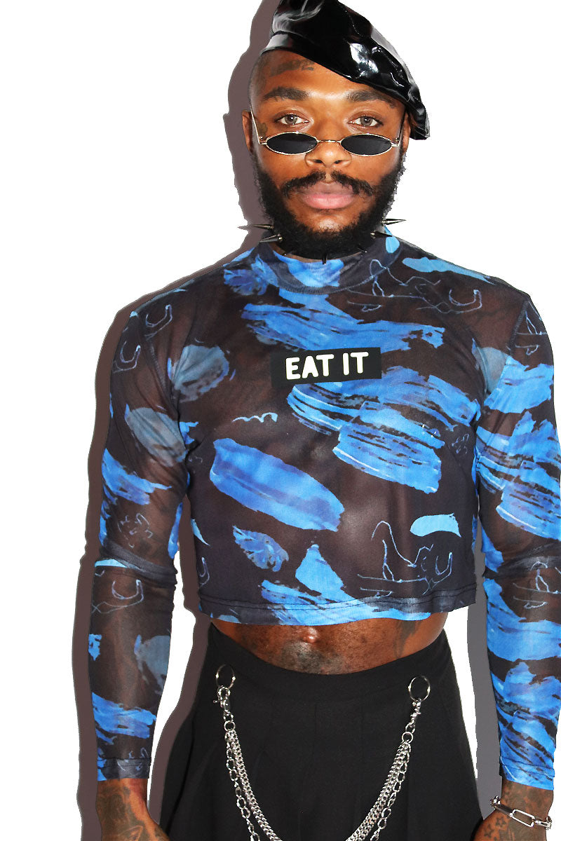 Blue deals mesh turtleneck