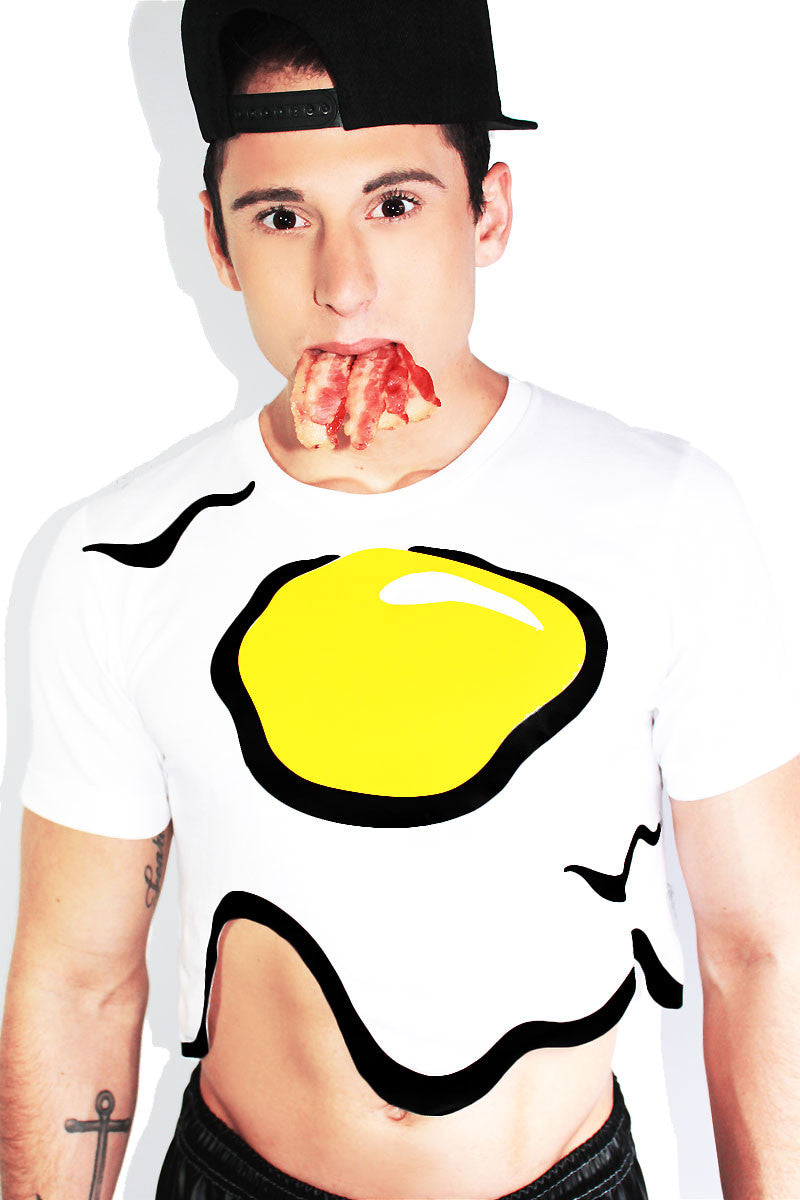 Over Easy Crop Tee- White