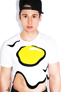 Over Easy Crop Tee- White