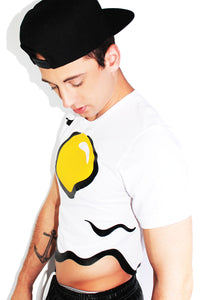 Over Easy Crop Tee- White