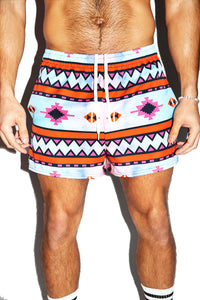 Sedona Petals All Over Print Active Shorts- Blue