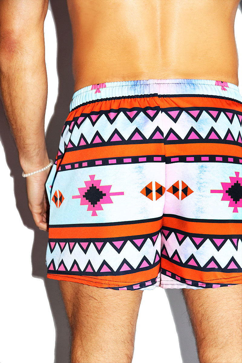 Sedona Petals All Over Print Active Shorts- Blue