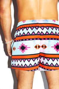 Sedona Petals All Over Print Active Shorts- Blue