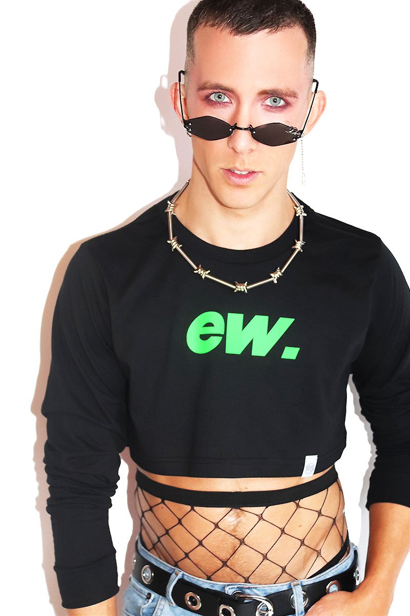 EW. Long Sleeve Crop Tee- Black