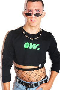 EW. Long Sleeve Crop Tee- Black