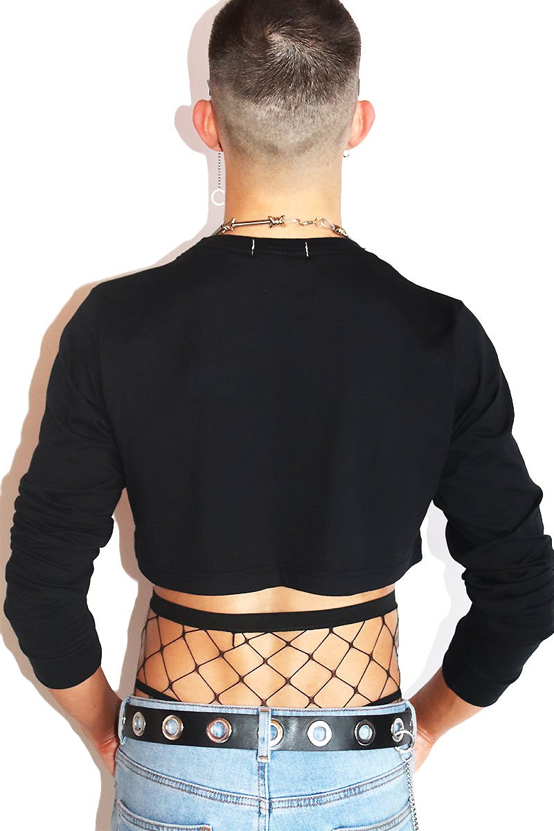 EW. Long Sleeve Crop Tee- Black