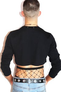 EW. Long Sleeve Crop Tee- Black