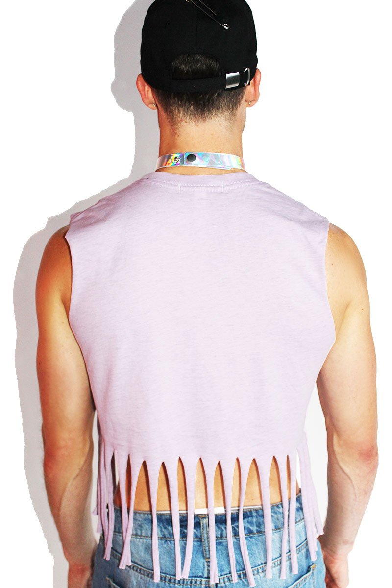 Eye Heart Fringe Crop Tank-Lilac