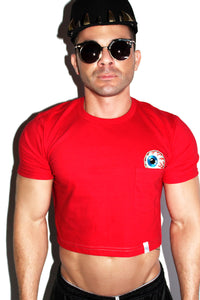 Eye See You Crop Pocket Tee-Red