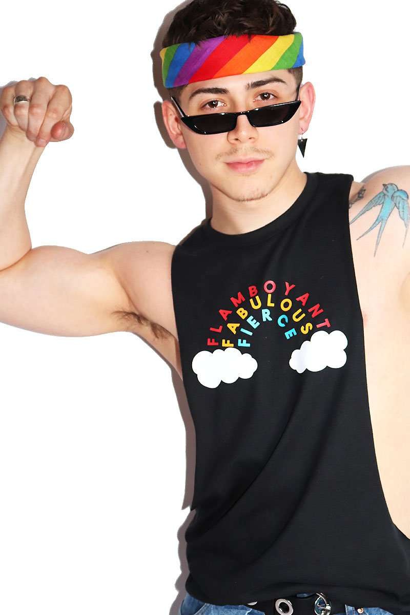 Flamboyant Rainbow Low Arm Shredder Tank- Black