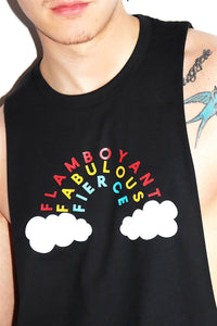 Flamboyant Rainbow Low Arm Shredder Tank- Black