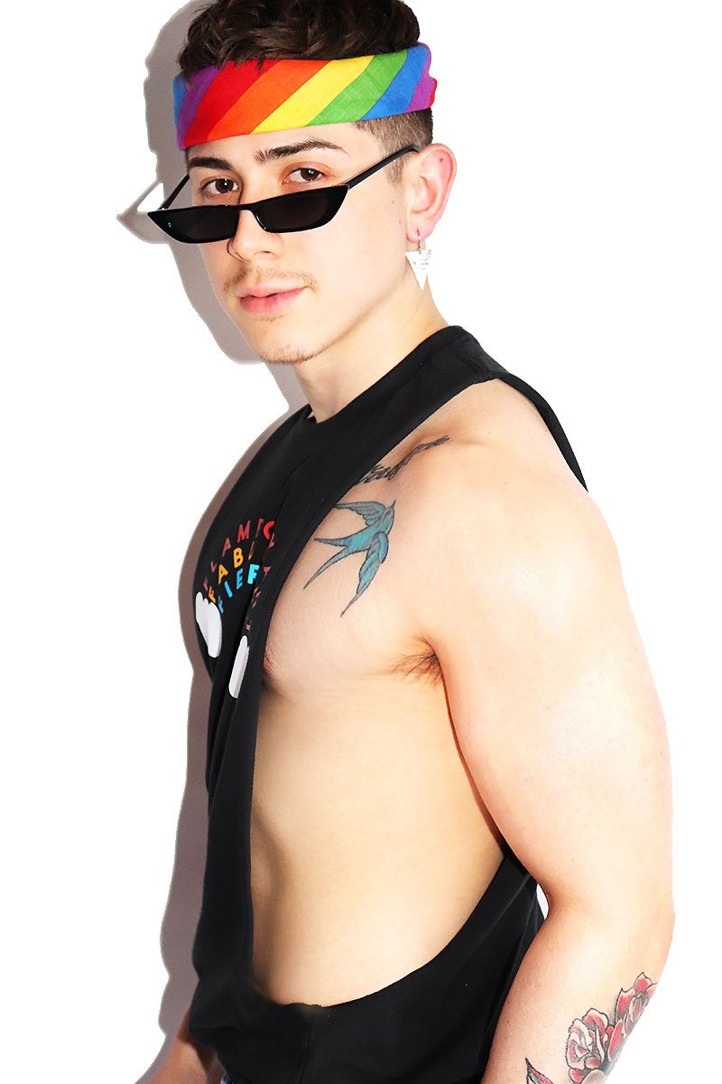 Flamboyant Rainbow Low Arm Shredder Tank- Black