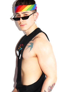 Flamboyant Rainbow Low Arm Shredder Tank- Black