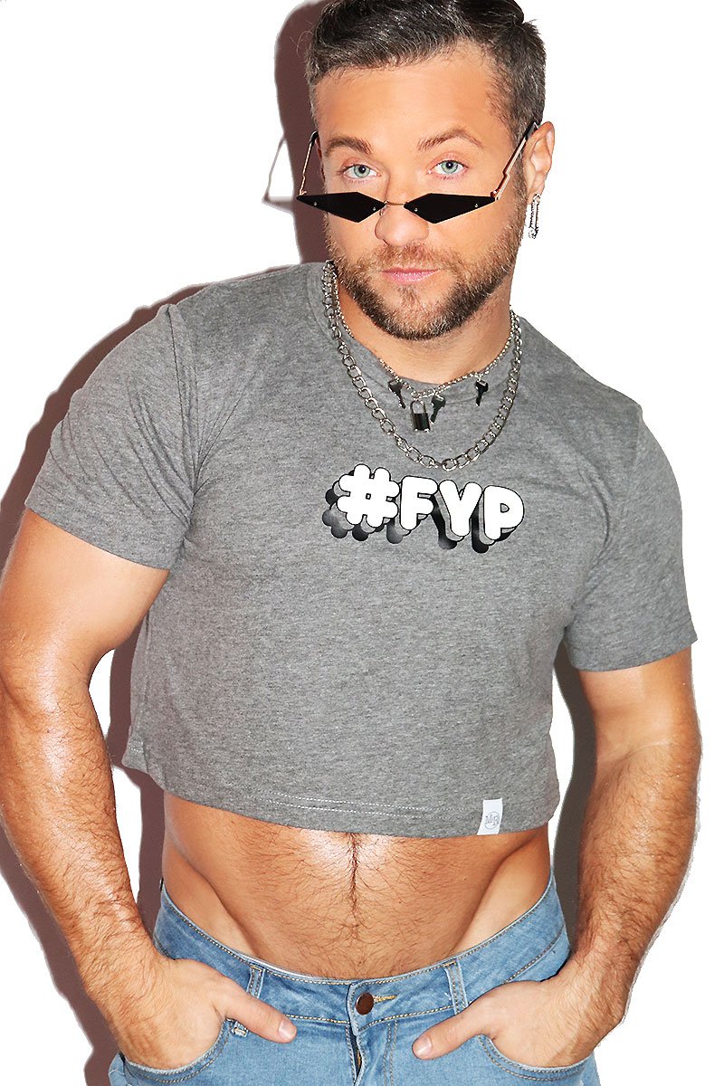 For You Page #FYP Crop Tee- Light Charcoal