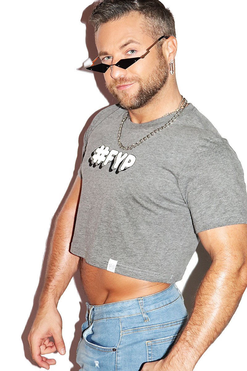 For You Page #FYP Crop Tee- Light Charcoal