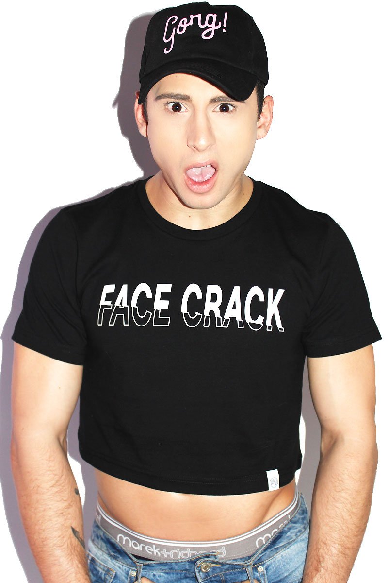 Face Crack Crop Tee- Black