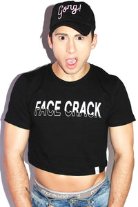 Face Crack Crop Tee- Black
