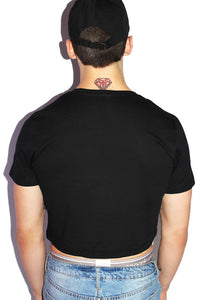 Face Crack Crop Tee- Black
