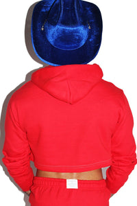Fast Food Crop Hoodie-Red