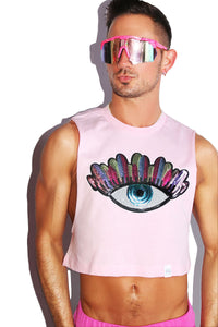 Bashful Lashes Crop Low Armhole Tank- Pink