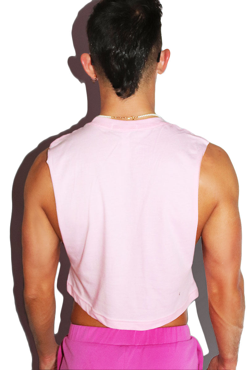 Bashful Lashes Crop Low Armhole Tank- Pink