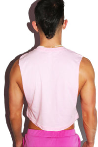 Bashful Lashes Crop Low Armhole Tank- Pink