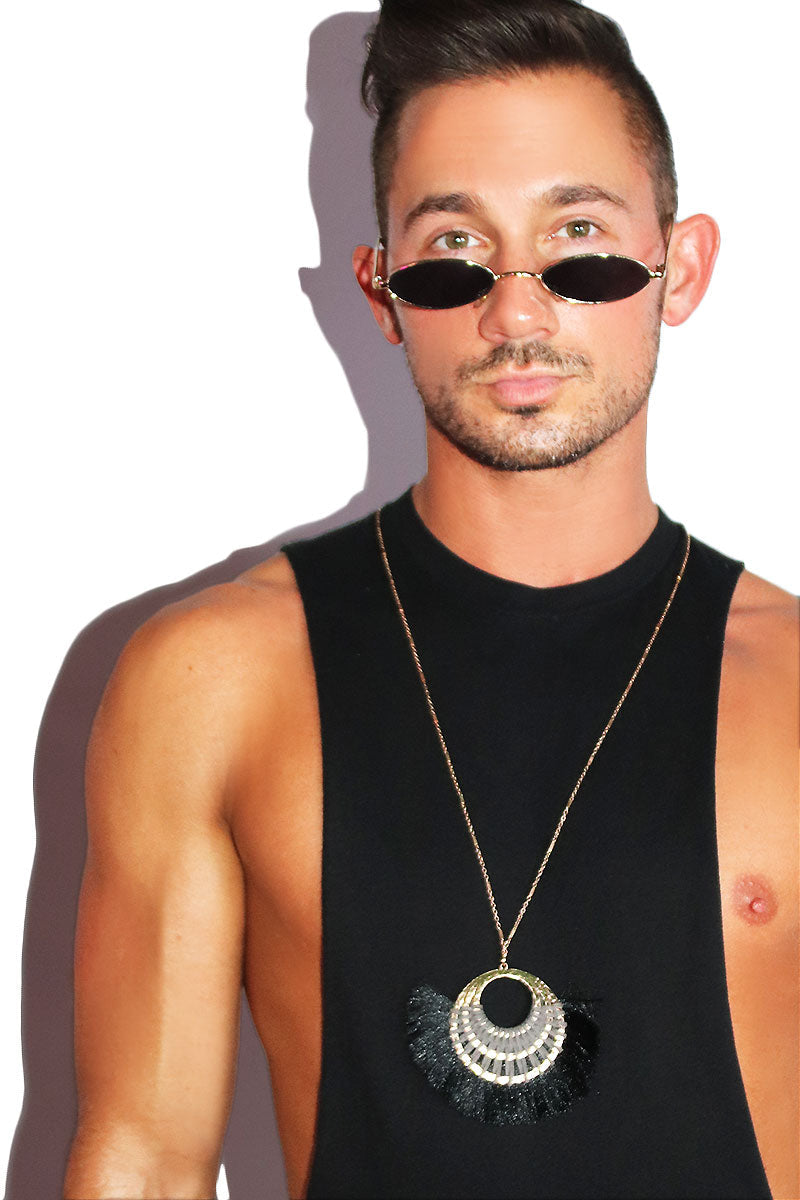 Feather Moon Necklace - Black