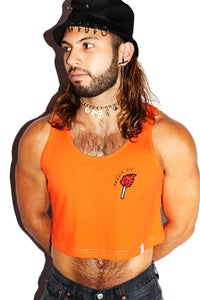 Feeling Lit Crop Racerback Tank- Orange