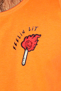 Feeling Lit Crop Racerback Tank- Orange