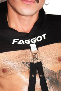 Faggot Laceup Slim Extreme Long Sleeve Crop Tee- Black