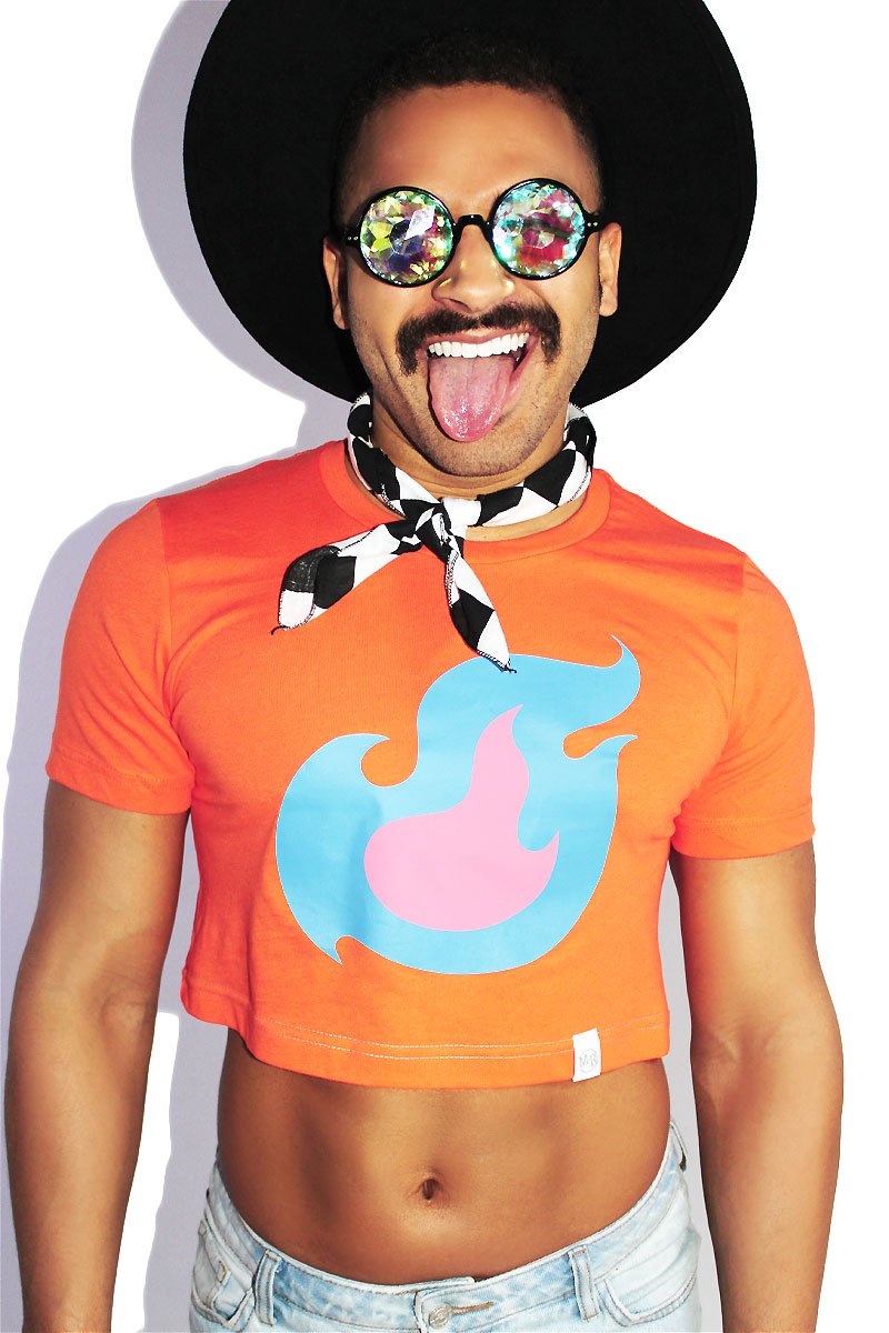 Flaming Homo Crop Tee- Orange