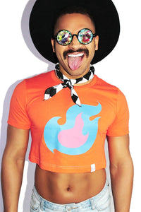 Flaming Homo Crop Tee- Orange