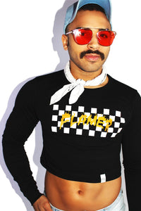Flamer Long Sleeve Crop Tee-Black