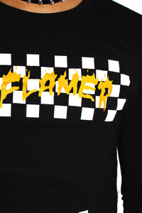 Flamer Long Sleeve Crop Tee-Black
