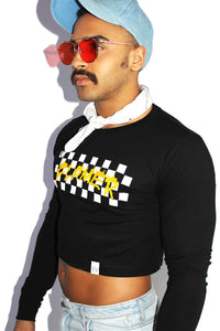 Flamer Long Sleeve Crop Tee-Black