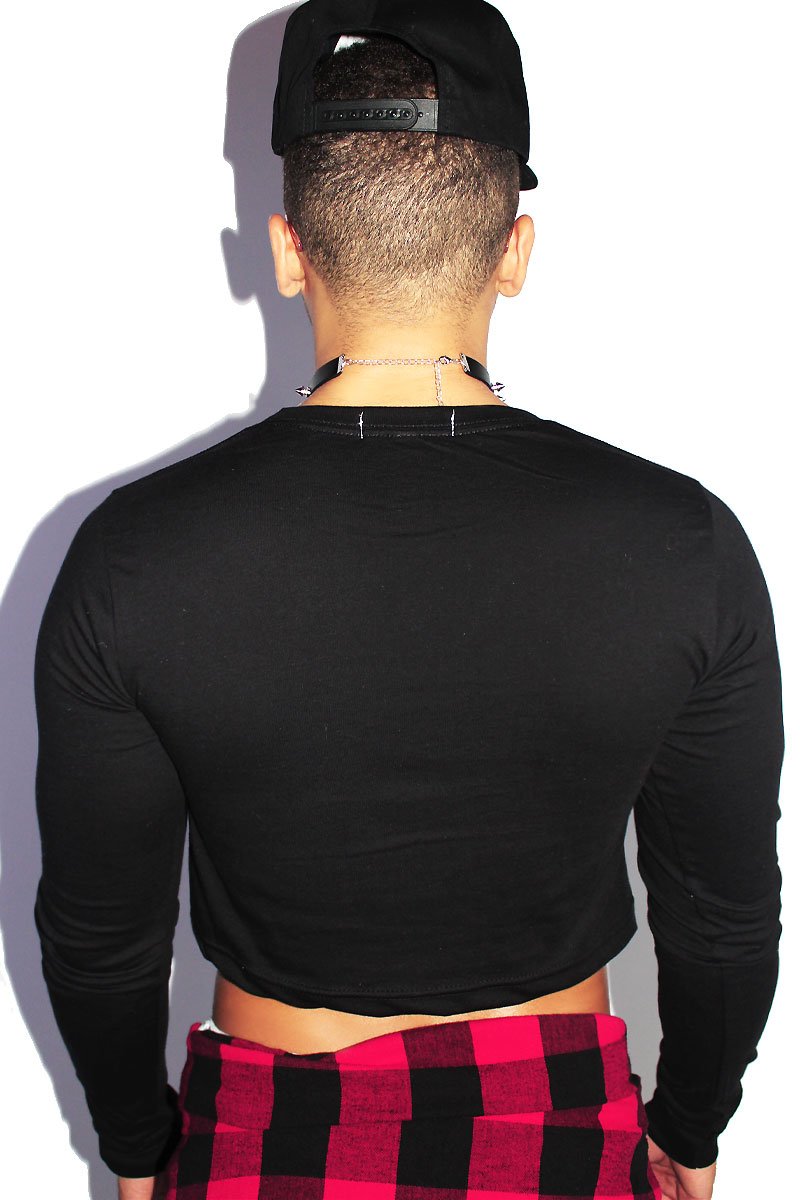 Flamer Long Sleeve Crop Tee-Black