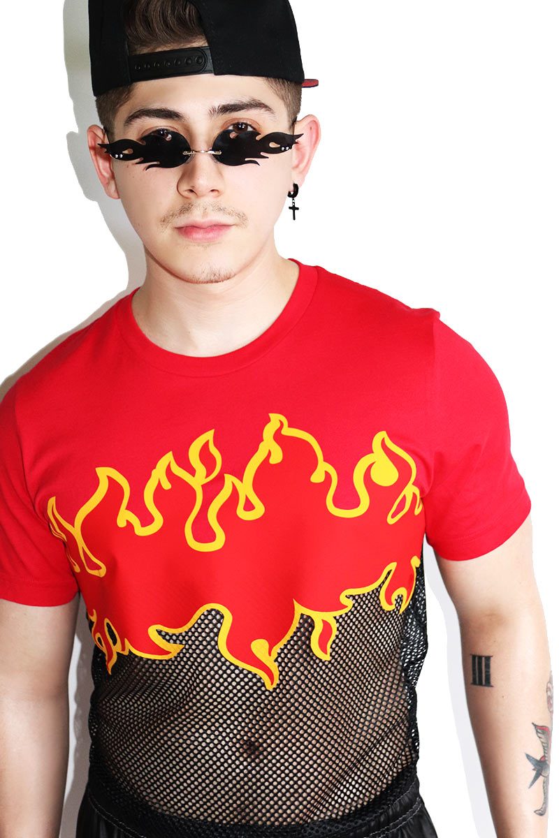 Flamin' Hot Mesh Tee-Red