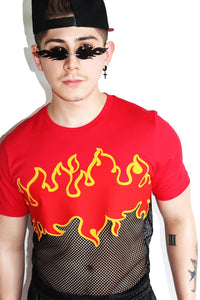 Flamin' Hot Mesh Tee-Red