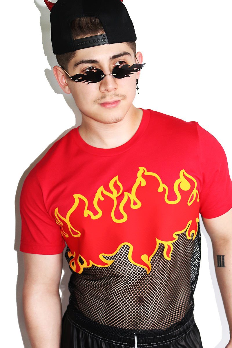 Flamin' Hot Mesh Tee-Red