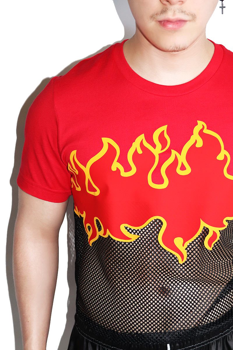 Flamin' Hot Mesh Tee-Red