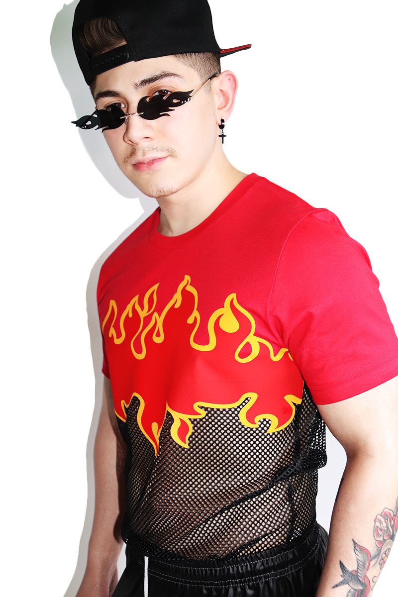 Flamin' Hot Mesh Tee-Red