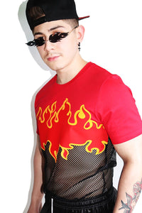 Flamin' Hot Mesh Tee-Red