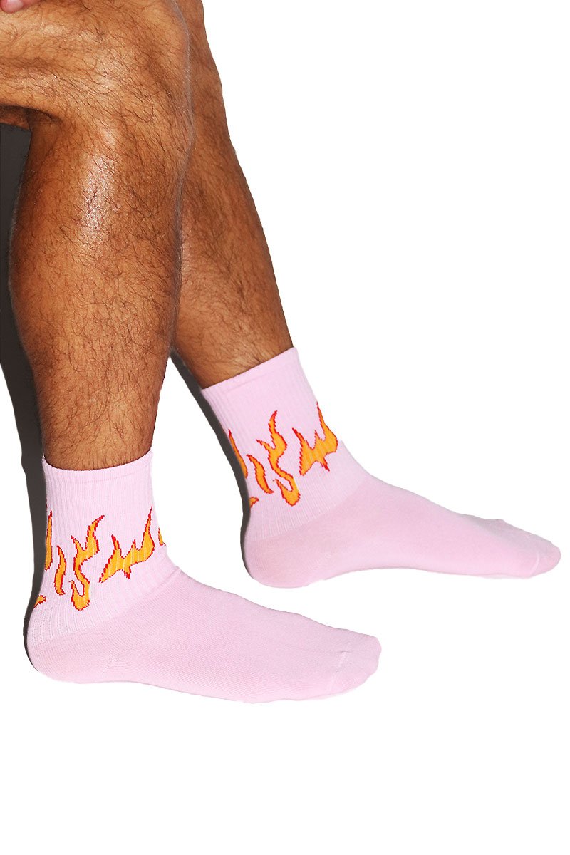 Fire Flame Quarter Length Socks- Pink