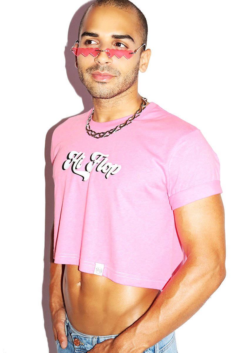 Hi Flop Crop Tee- Neon Pink