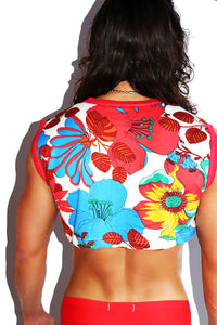 Bondi Beach Floral Extreme Crop Tank- Red