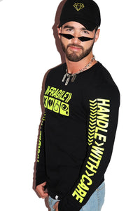 Handle With Care Long Sleeve Tee- Black