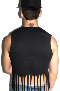 Shredded Crop Tank- Black