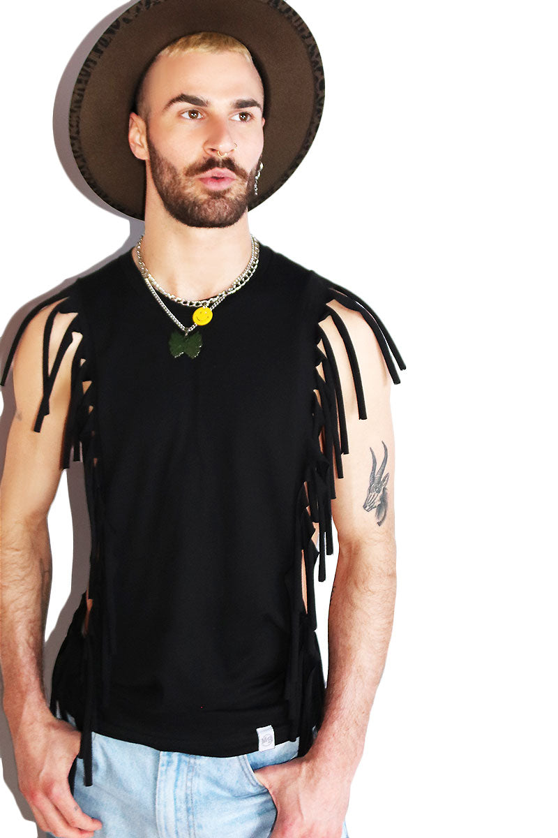 Rocker Vibes Fringe Low Arm Tank- Black – Marek+Richard