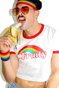 Fruity Ringer Crop Tee-White