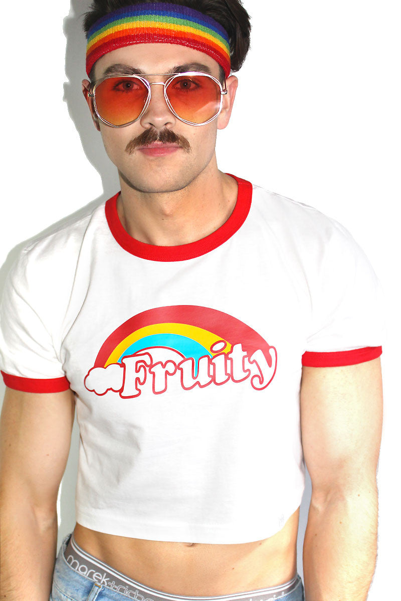 Fruity Ringer Crop Tee-White